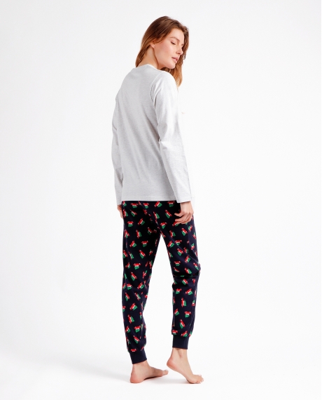 ADMAS Pijama Manga Larga Xmas Tree para Mujer GRIS JASPE 2