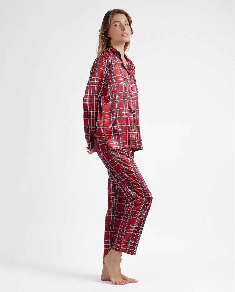 ADMAS CLASSIC Pijama Abierto Manga Larga Scottish Fashion para Mujer ROJO ADMAS CLASSIC Pijama Abierto Manga Larga Scottish Fashion para Mujer ROJO