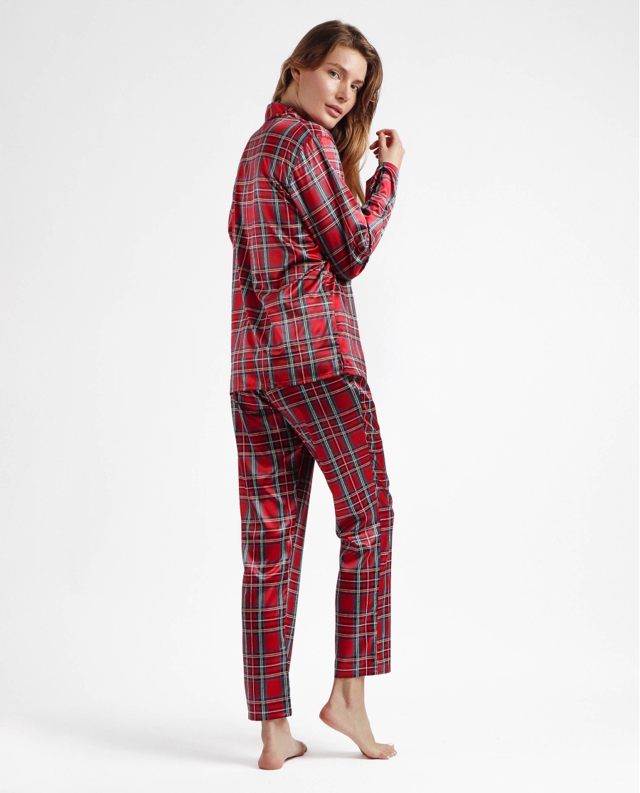 ADMAS CLASSIC Pijama Abierto Manga Larga Scottish Fashion para Mujer ROJO ADMAS CLASSIC Pijama Abierto Manga Larga Scottish Fashion para Mujer ROJO