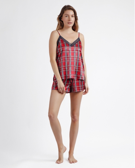 ADMAS CLASSIC Pijama Tirantes Scottish Fashion para Mujer ROJO