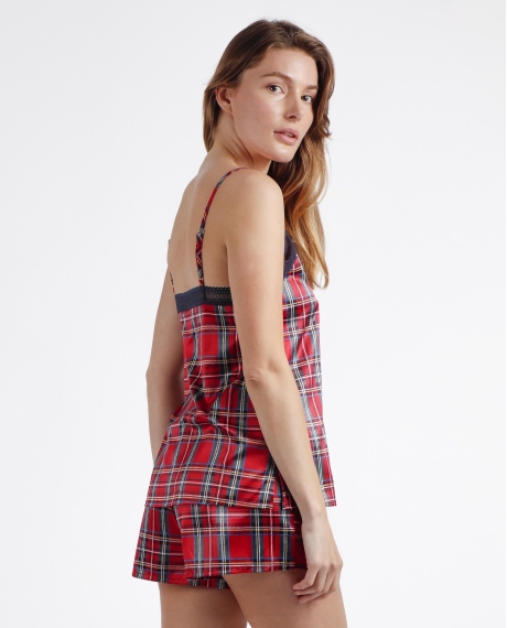 ADMAS CLASSIC Pijama Tirantes Scottish Fashion para Mujer ROJO 2