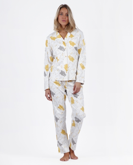 ADMAS Pijama Abierto Manga Larga Warm Hugs para Mujer CRUDO
