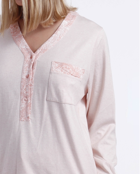 ADMAS CLASSIC Pijama Tapeta Manga Larga Soft Coral Style para Mujer CORAL 2