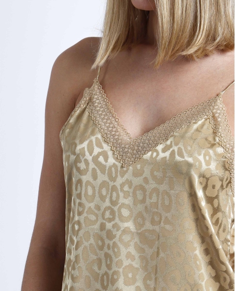 ADMAS CLASSIC Pijama Tirantes Satin Leopard para Mujer ORO 2