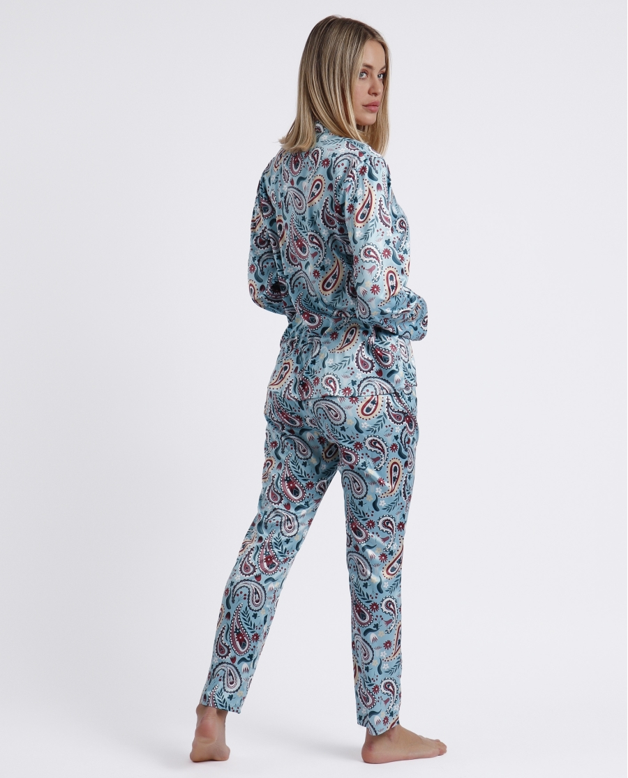 ADMAS GARDEN Pijama Abierto Manga Larga Water Paisley para Mujer AQUA ADMAS GARDEN Pijama Abierto Manga Larga Water Paisley para Mujer AQUA
