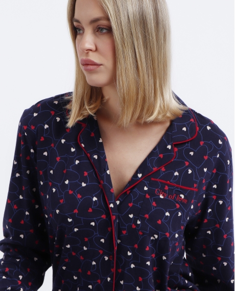 ADMAS Pijama Abierto Manga Larga Take Me to Paris para Mujer MARINO 2
