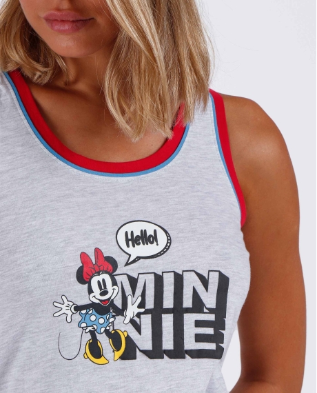 DISNEY Pijama Sin Mangas Hello Mickey para Mujer GRIS JASPE 2