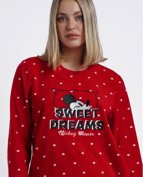 DISNEY Pijama Calentito Manga Larga Sweet Dreams para Mujer ROJO 2