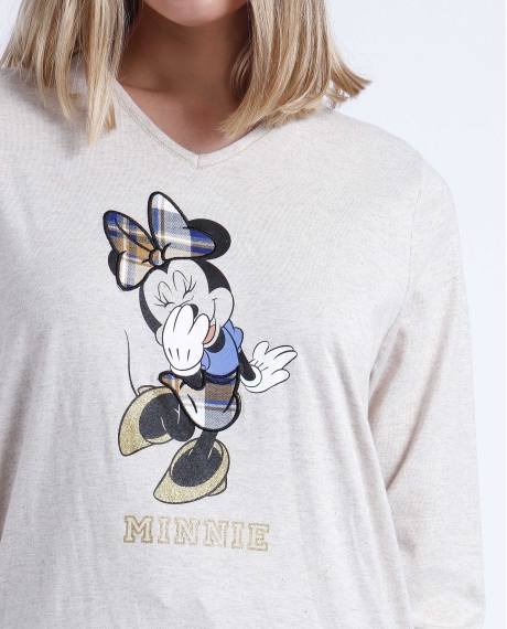 DISNEY Pijama Manga Larga Happy Minnie para Mujer BEIGE 2