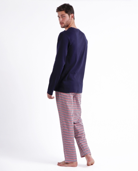 DISNEY Pijama Manga Larga Mickey Zigzag para Hombre MARINO 2