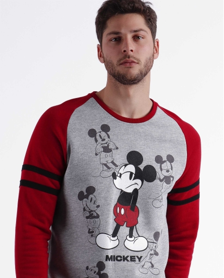 DISNEY Pijama Manga Larga Mickey Shadows para Hombre GRIS JASPE