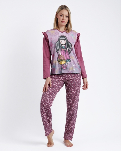 SANTORO GORJUSS Pijama Manga Larga Flying The Nest para Mujer MORADO