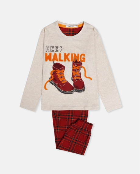 ADMAS Pijama Manga Larga Keep Walking para Niña BEIGE