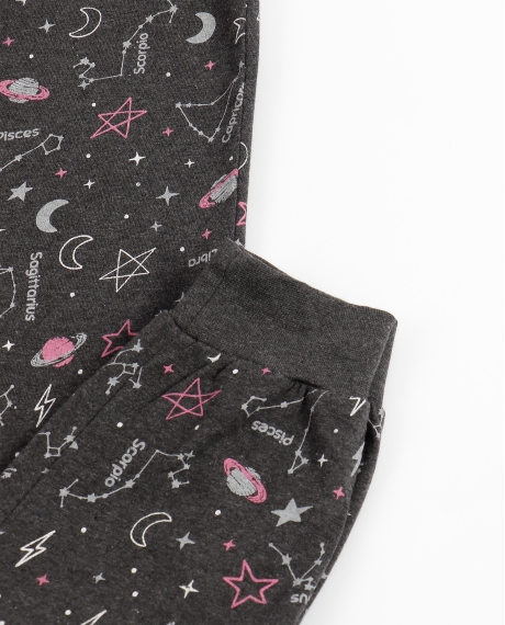 DIVER Pijama Manga Larga Planet para Niña GRIS JASPE 2