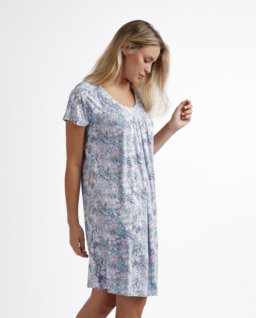 ADMAS GARDEN Camisola Manga Corta Classic Flowers para Mujer AZUL ADMAS GARDEN Camisola Manga Corta Classic Flowers para Mujer AZUL
