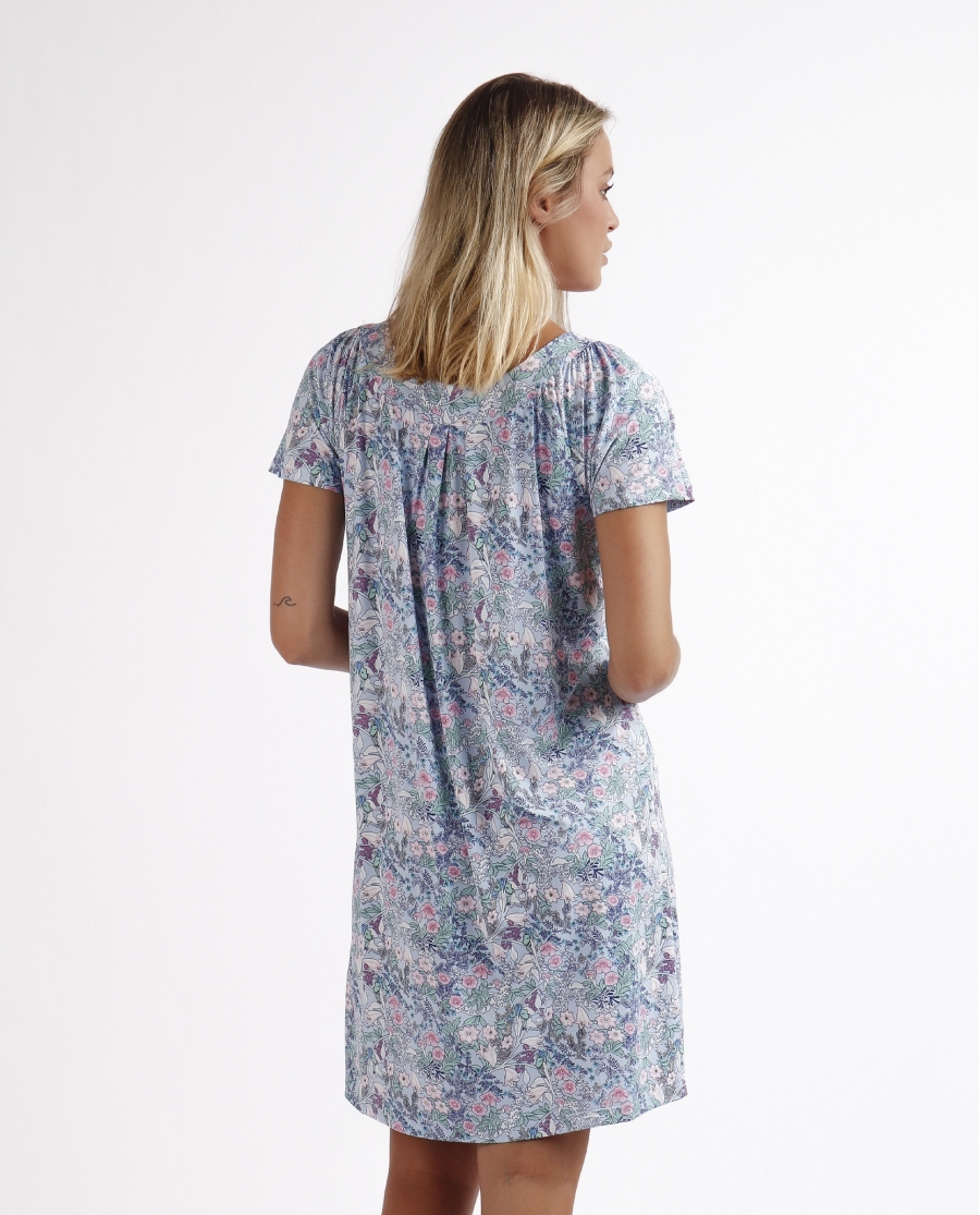 ADMAS GARDEN Camisola Manga Corta Classic Flowers para Mujer AZUL ADMAS GARDEN Camisola Manga Corta Classic Flowers para Mujer AZUL