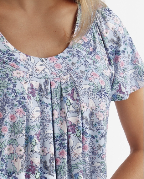 ADMAS GARDEN Camisola Manga Corta Classic Flowers para Mujer AZUL 2