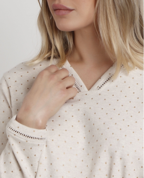 ADMAS CLASSIC Camisola Manga Larga Organic Dots para Mujer BEIGE 2