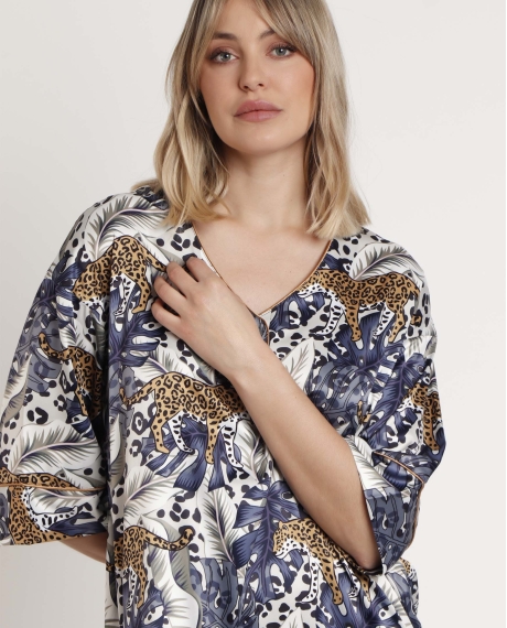 ADMAS LUXURY Camisola Manga Francesa Luxury Leopard para Mujer PIEL 2