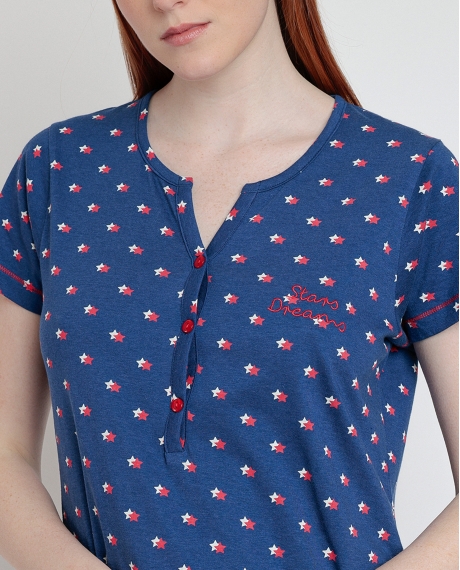 ADMAS Camisola Manga Corta Stares Dreams para Mujer MARINO 2