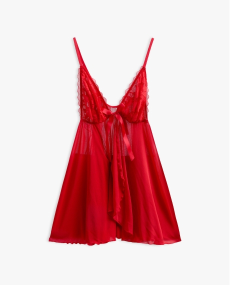 ADMAS Tentación Abierta de Encaje + Braga para Mujer ROJO