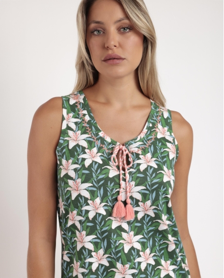 ADMAS Camisola Sin Mangas Flowers In The Sun para Mujer VERDE 2