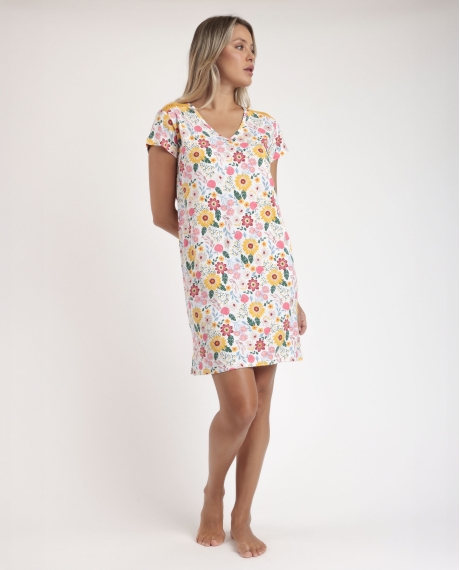 ADMAS Camisola Manga Corta Gold Flowers para Mujer MOSTAZA