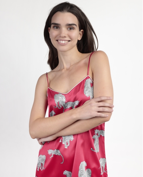 ADMAS LUXURY Camisola Tirantes Satinada Jungle Fever para Mujer FUCSIA 2