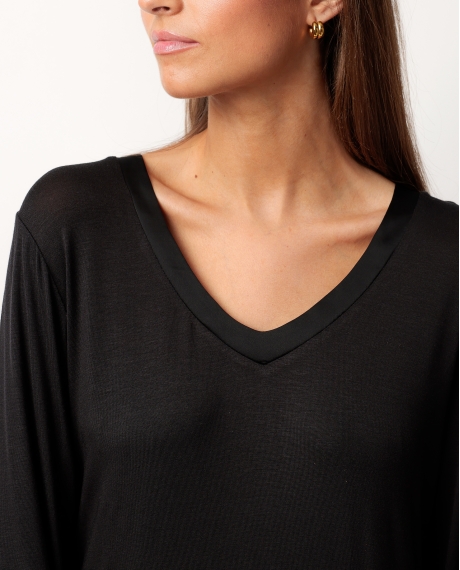 ADMAS LUXURY Camisola Manga Larga Luxury Lisos para Mujer NEGRO 2