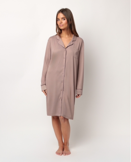 ADMAS CLASSIC Camisola Manga Larga Abierta Soft Sleep para Mujer MOKA