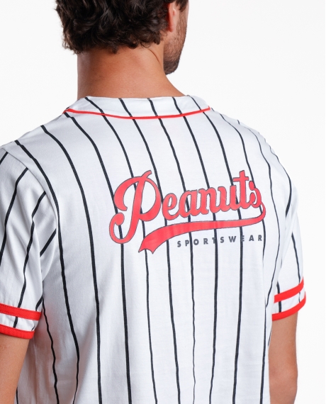 PEANUTS Pijama Abierto Manga Corta Snoopy Strike para Hombre BLANCO 2