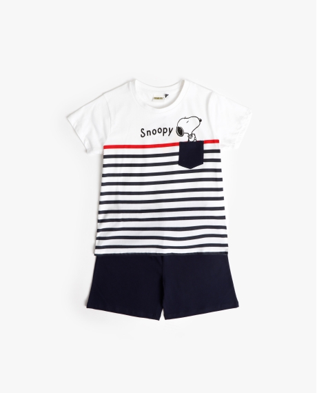 PEANUTS Pijama Manga Corta Sail With Me para Niño MARINO
