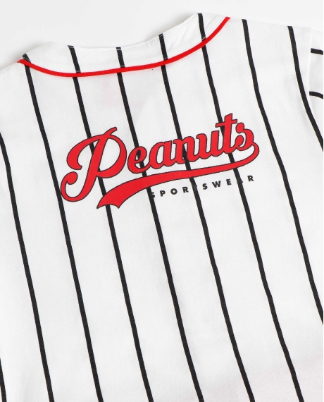 PEANUTS Pijama Abierto Manga Corta Snoopy Strike para Niño BLANCO 2