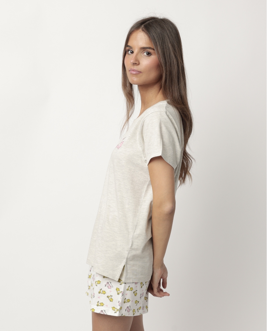 ADMAS Pijama Manga Corta La Dolce Vita para Mujer BEIGE ADMAS Pijama Manga Corta La Dolce Vita para Mujer BEIGE