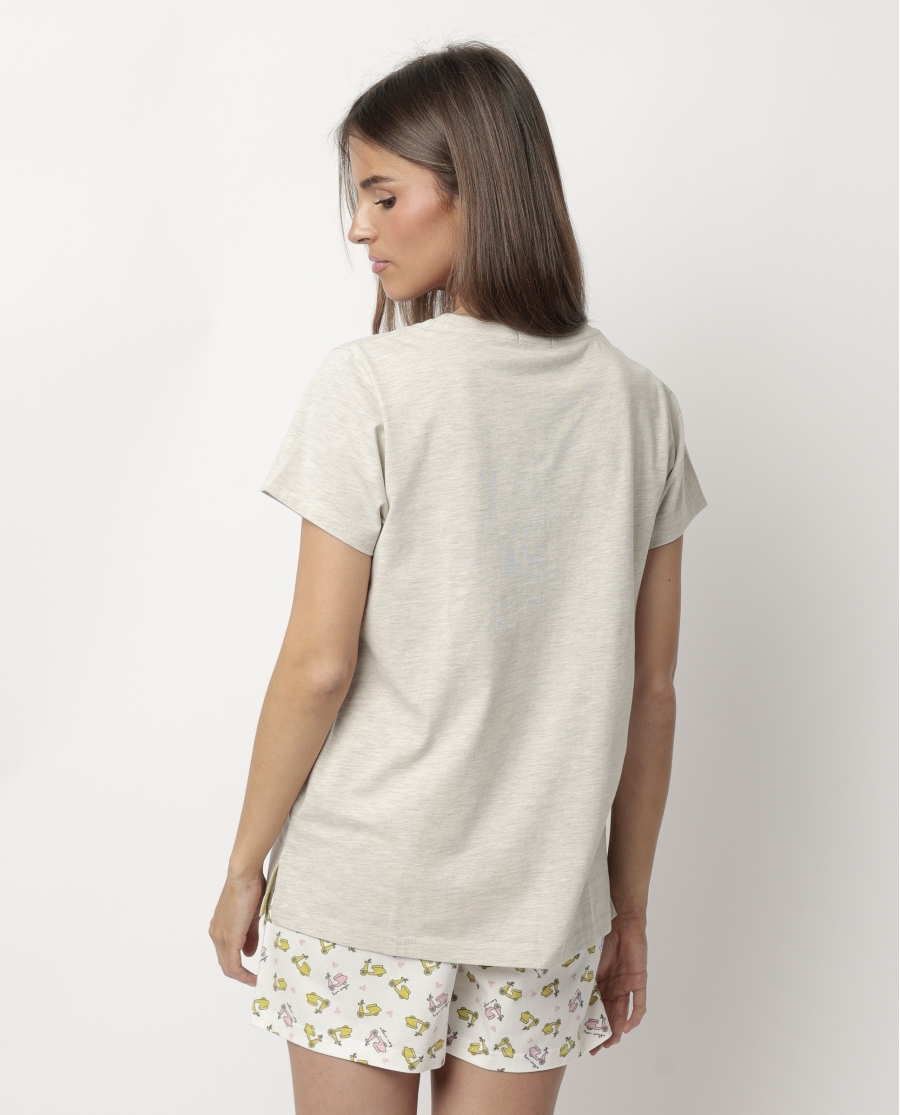 ADMAS Pijama Manga Corta La Dolce Vita para Mujer BEIGE ADMAS Pijama Manga Corta La Dolce Vita para Mujer BEIGE