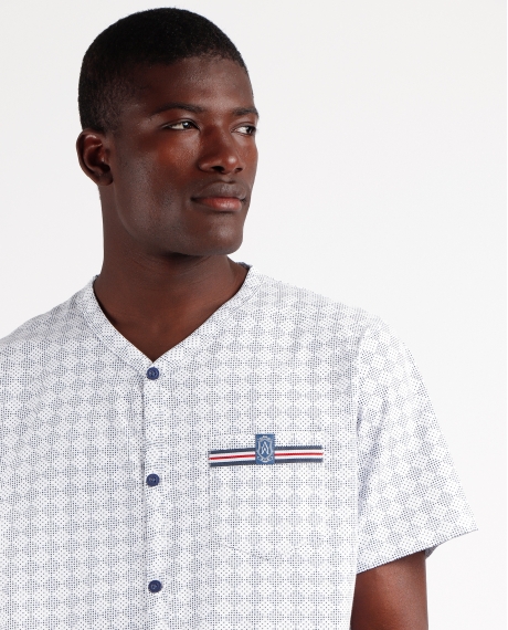 ADMAS CLASSIC Pijama Abierto Manga Corta Dots Rombos para Hombre AZUL 2