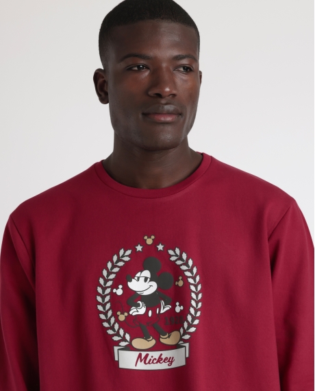 DISNEY Pijama Manga Larga King Mickey para Hombre BURDEOS 2