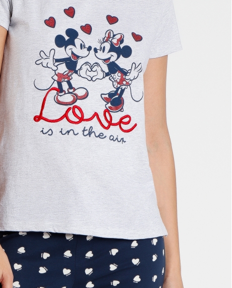 DISNEY Pijama Manga Corta Love is in the Air para Mujer AZUL 2