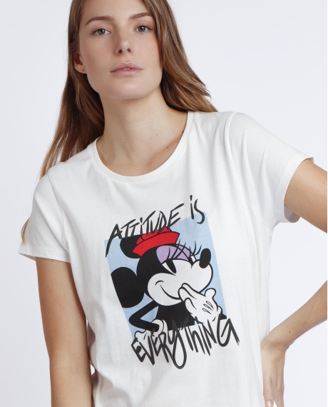 DISNEY Pijama Manga Corta Attitude is Everything para Mujer CRUDO 2
