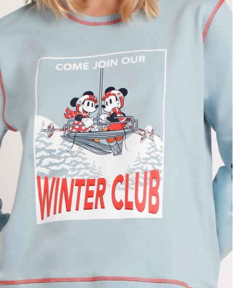 DISNEY Pijama Manga Larga Felpa Winter Club para Mujer AQUA 2