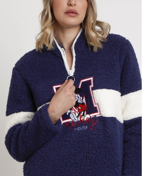 DISNEY Pijama Manga Larga Calentito Mickey New York para Mujer AZUL 2