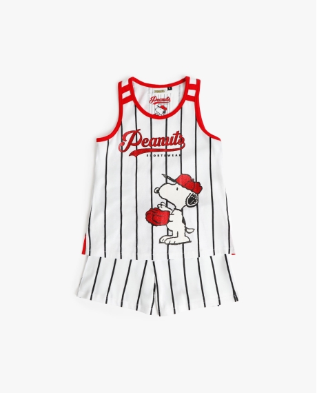 PEANUTS Pijama Sin Mangas Snoopy Strike para Niña BLANCO