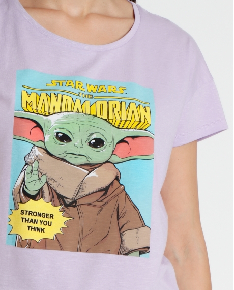 STAR WARS Pijama Manga Corta Pastel Grogu para Mujer LILA 2
