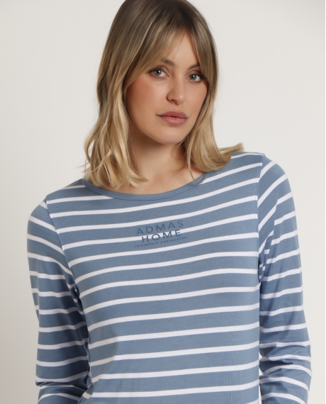 ADMAS HOME Pijama Manga Larga Stripes Home para Mujer AZUL 2
