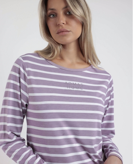 ADMAS HOME Pijama Manga Larga Stripes Home para Mujer BERENJENA 2
