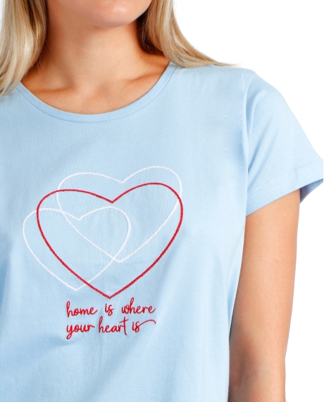 ADMAS Pijama Manga Corta Where Your Heart Is para Mujer AZUL 2