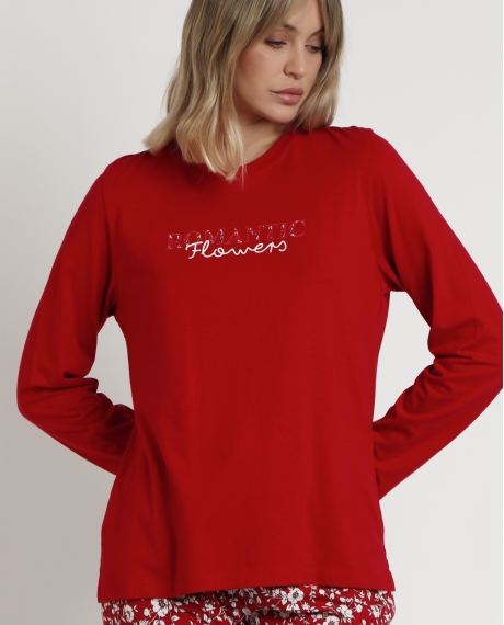 ADMAS GARDEN Pijama Manga Larga Romantic Winter para Mujer ROJO 2