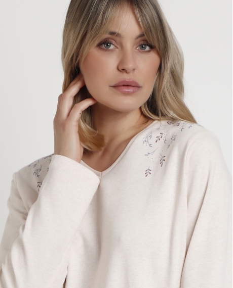 ADMAS GARDEN Pijama Manga Larga Pico Essence Of Life para Mujer BEIGE 2