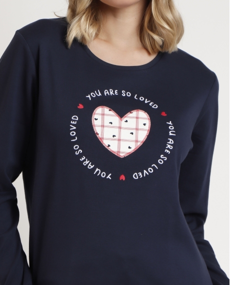 ADMAS Pijama Manga Larga You Are So Loved para Mujer MARINO 2