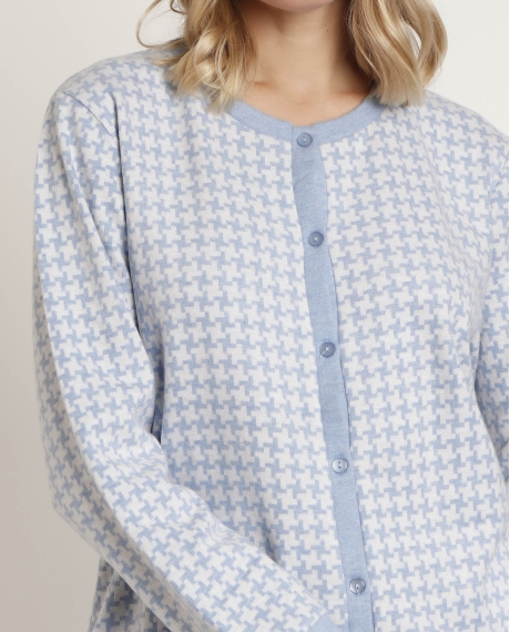 ADMAS Pijama Abierto Manga Larga Punto Milano Dream para Mujer AZUL 2